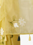 Women's Yellow Organza Floral Print Saree With Unstitched Blouse Piece
