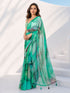 Women's Green Organza Abstract Saree With Unstitched Blouse Piece