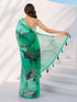 Women's Green Organza Abstract Saree With Unstitched Blouse Piece