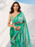 Women's Green Organza Abstract Saree With Unstitched Blouse Piece
