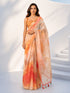Women's Orange Organza Abstract Saree With Unstitched Blouse Piece