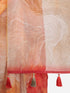 Women's Orange Organza Abstract Saree With Unstitched Blouse Piece