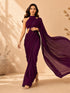 Purple Satin Embellished Party Wear Saree with Halter Blouse
