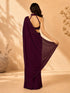 Women's Purple Embellished Saree with Unstitched Blouse Piece