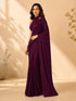 Women's Purple Embellished Saree with Unstitched Blouse Piece