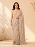 Women's Beige Silk-Blend Embellished Saree With Unstitched Blouse Piece