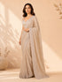 Women's Beige Silk-Blend Embellished Saree With Unstitched Blouse Piece