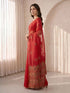 Women's Red Jacquard Ethnic Motifs Saree With Unstitched Blouse Piece