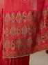 Women's Red Jacquard Ethnic Motifs Saree With Unstitched Blouse Piece