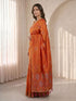 Women's Orange Jacquard Ethnic Motifs Saree With Unstitched Blouse Piece