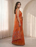 Women's Orange Jacquard Ethnic Motifs Saree With Unstitched Blouse Piece