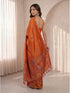 Women's Orange Jacquard Ethnic Motifs Saree With Unstitched Blouse Piece
