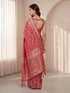 Women's Fuchsia Cotton-Silk Geometric Print Saree With Unstitched Blouse Piece