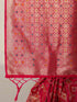 Women's Fuchsia Cotton-Silk Geometric Print Saree With Unstitched Blouse Piece