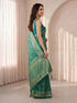 Women's Green Cotton-Silk Geometric Print Saree With Unstitched Blouse Piece