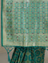 Women's Green Cotton-Silk Geometric Print Saree With Unstitched Blouse Piece