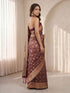 Women's Purple Cotton-Silk Geometric Print Saree With Unstitched Blouse Piece