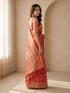 Women's Red Cotton-Silk Geometric Print Saree With Unstitched Blouse Piece