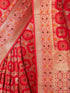 Women's Red Cotton-Silk Geometric Print Saree With Unstitched Blouse Piece