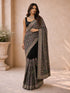 Women's Black Georgette Ethnic Motifs Saree With Unstitched Blouse Piece