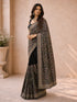 Women's Black Georgette Ethnic Motifs Saree With Unstitched Blouse Piece