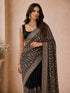 Women's Black Georgette Ethnic Motifs Saree With Unstitched Blouse Piece