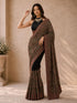 Black Poly Georgette Printed Saree with Blouse Piece
