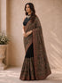 Women's Black Georgette Ethnic Motifs Saree With Unstitched Blouse Piece