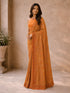 Women's Orange Georgette Paisley Saree With Unstitched Blouse Piece