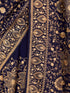 Women's Navy Blue Floral, Ethnic Motifs Saree with Unstitched Blouse Piece
