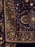 Women's Navy Blue Floral, Ethnic Motifs Saree with Unstitched Blouse Piece