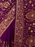 Women's Purple Georgette Floral Print Saree With Unstitched Blouse Piece