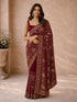 Women's Red Georgette Floral Print Saree With Unstitched Blouse Piece