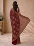 Women's Red Georgette Floral Print Saree With Unstitched Blouse Piece
