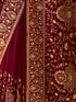 Women's Red Georgette Floral Print Saree With Unstitched Blouse Piece