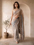 Grey Organza Embroidered Saree with Sequin Border Work