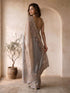 Women's Grey Organza Embroidered Saree With Unstitched Blouse Piece