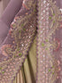 Women's Lavender Organza Embroidered Saree With Unstitched Blouse Piece