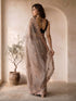 Women's Copper Organza Embroidered Saree With Unstitched Blouse Piece