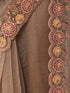 Women's Copper Organza Embroidered Saree With Unstitched Blouse Piece