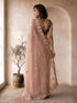 Women's Rose Gold Organza Embroidered Saree With Unstitched Blouse Piece