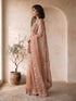 Women's Rose Gold Organza Embroidered Saree With Unstitched Blouse Piece