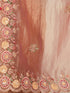 Women's Rose Gold Organza Embroidered Saree With Unstitched Blouse Piece