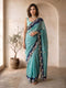 Blue Organza Embroidered Floral Saree with Blouse Piece