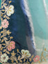 Women's Blue Organza Embroidered Saree With Unstitched Blouse Piece