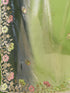 Women's Green Organza Embroidered Saree With Unstitched Blouse Piece