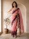 Pink Ombre Organza Saree with Floral Embroidery Border