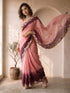 Women's Pink Organza Embroidered Saree With Unstitched Blouse Piece