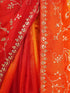 Women's Red Silk-Blend Embroidered Saree With Unstitched Blouse Piece