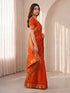Women's Orange Silk-Blend Bandhni Saree With Unstitched Blouse Piece